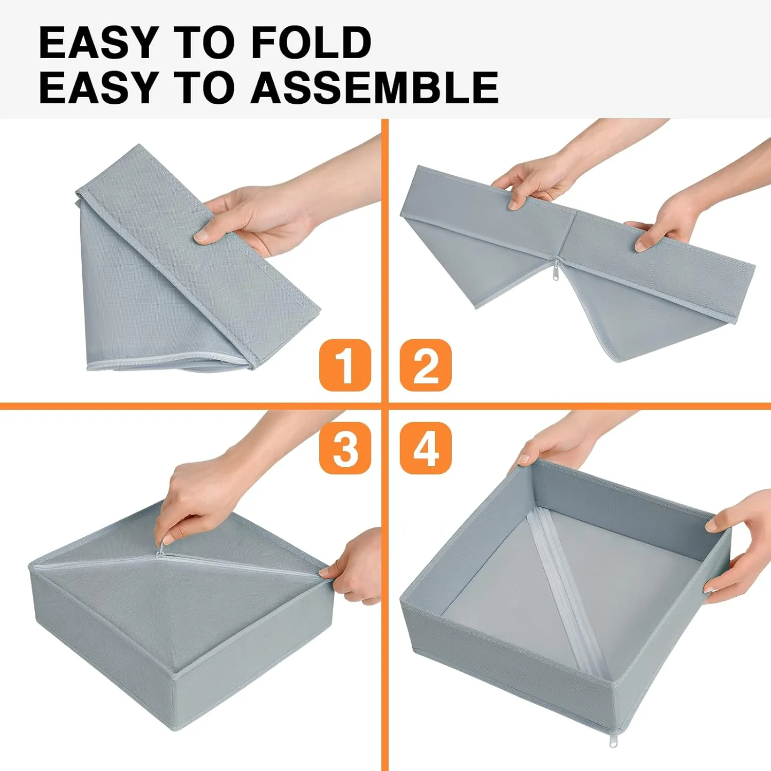 DIMJ Drawer Organizer Clothes, 15 Pack Underwear Organizer, Foldable Closet Organizers, Sock Organizer Bra Organizer, Fabric Dresser Organizer for Clothes, Bra, Socks, Tie (Grey)