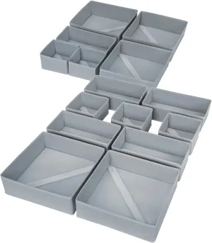 DIMJ Drawer Organizer Clothes, 15 Pack Underwear Organizer, Foldable Closet Organizers, Sock Organizer Bra Organizer, Fabric Dresser Organizer for Clothes, Bra, Socks, Tie (Grey)