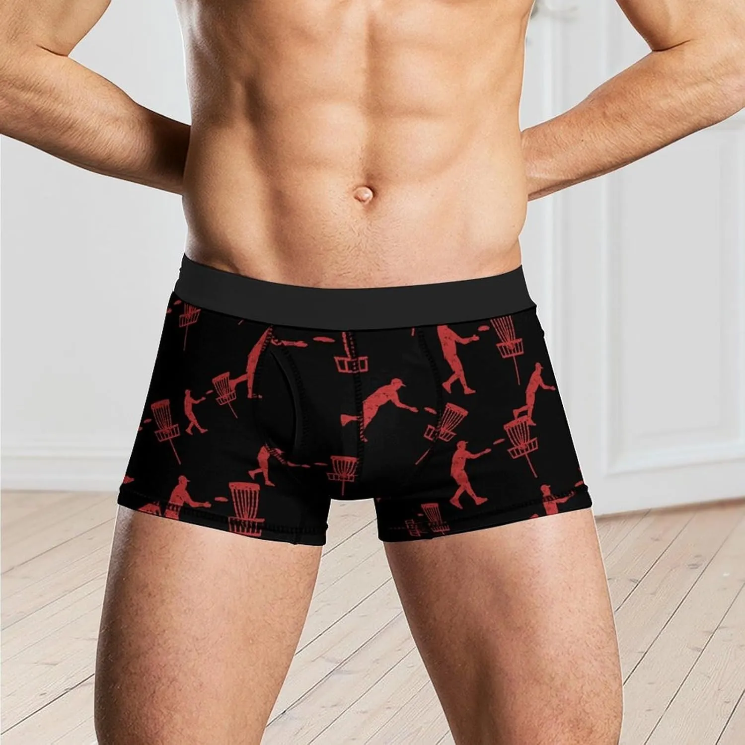 Disc Golf Icon Basket Tight Boxer Briefs for Men Soft Breathable Sports Underwear Underpants Stretch Trunks