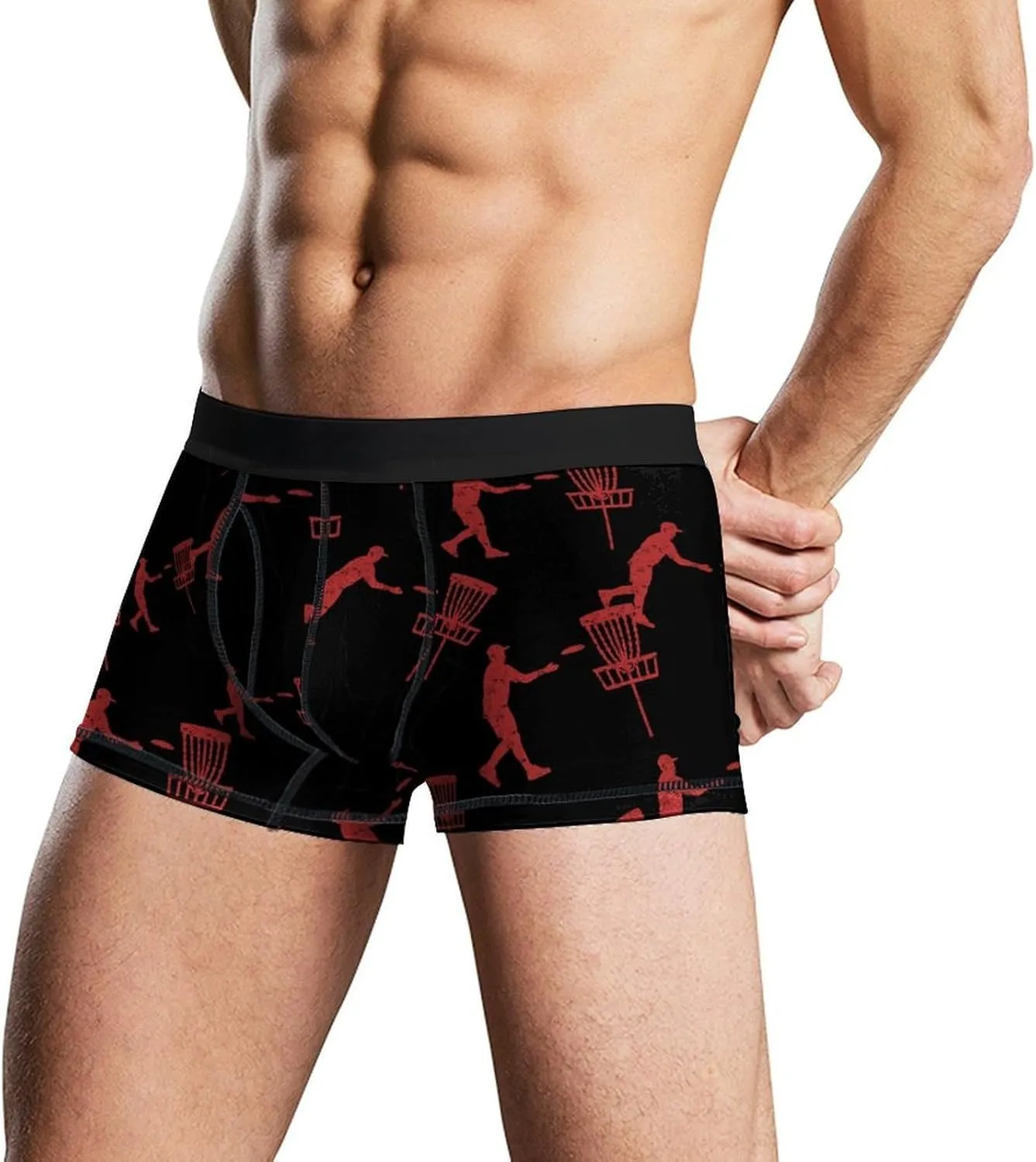 Disc Golf Icon Basket Tight Boxer Briefs for Men Soft Breathable Sports Underwear Underpants Stretch Trunks