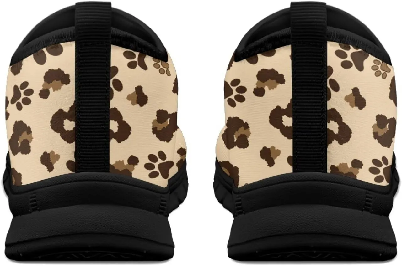 Dog Paw Print Casual Shoes for Women Slip On Low Top Flat Sneakers Breathable Mesh Footwear for Walking