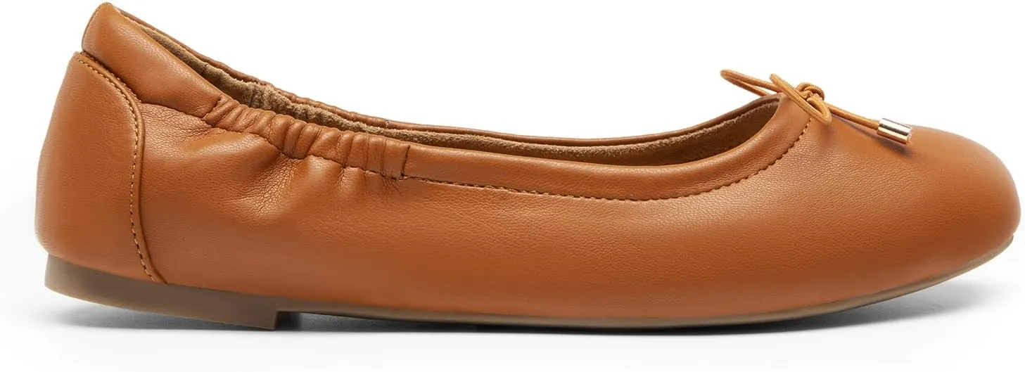 DREAM PAIRS Women's Ballet Flats, Foldable Round Toe Dress Shoes, Comfortable Slip On Work Flat Shoes with Bowknot