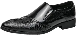 Dress Oxford for Men Slip On Men Pointed Toe Crocodile Pattern Casual Patent Leather Shoes Moccasins Wedding Dress Formal Flats Footwear