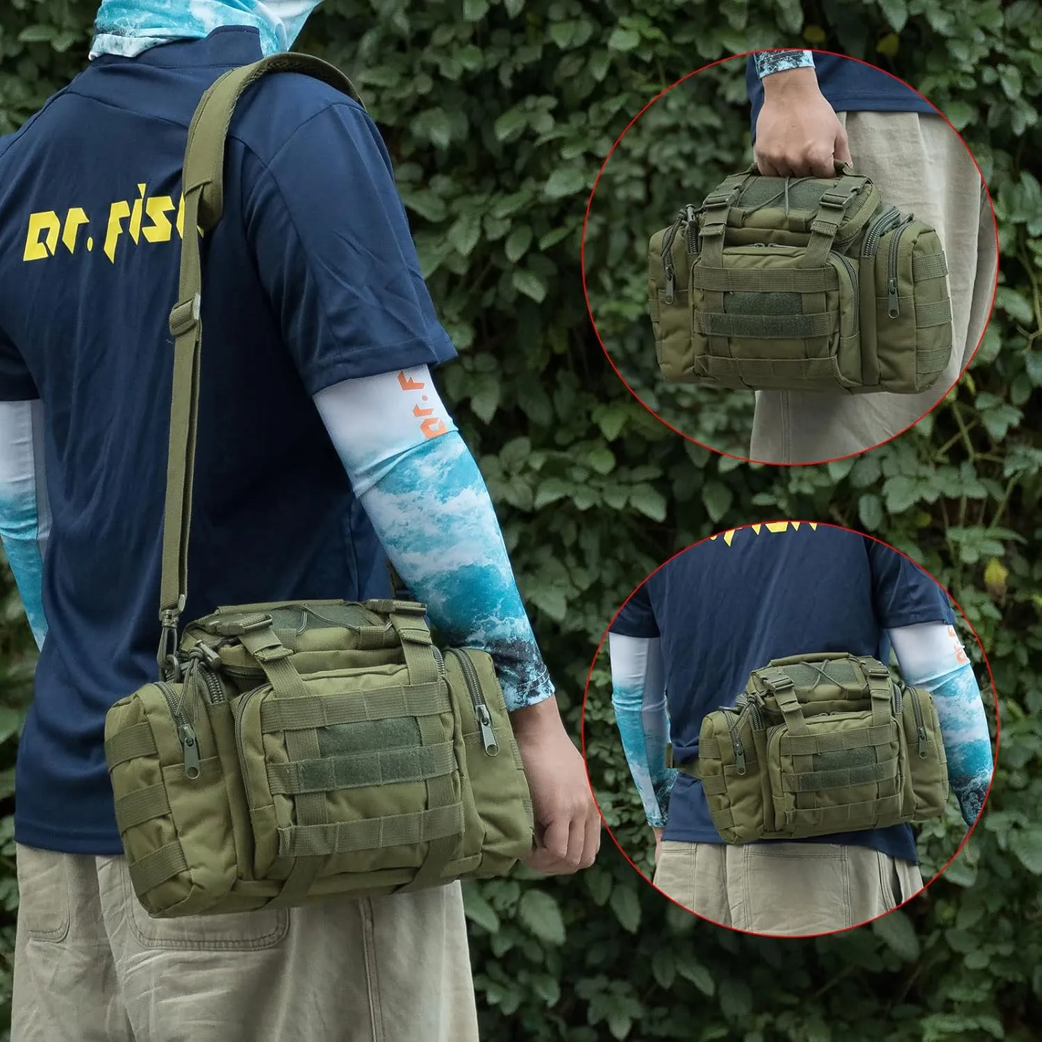 Dr.Fish Fishing Tackle Bag 5 Boxes with 60 Lures Included Loaded Stocked Tackle Box Set Spinner Lures Kit Freshwater Gear Equipment