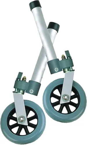 Drive Medical 10115 Swivel Lock Walker Wheels, Gray/Silver (Pack of 2)