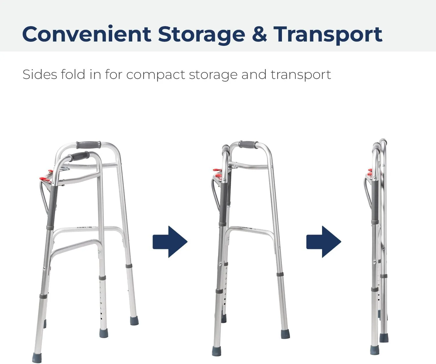 Drive Medical Deluxe 2-Button Folding Walker, Lightweight Walkers for Seniors and Adults, 350 lb. Weight Capacity, Silver