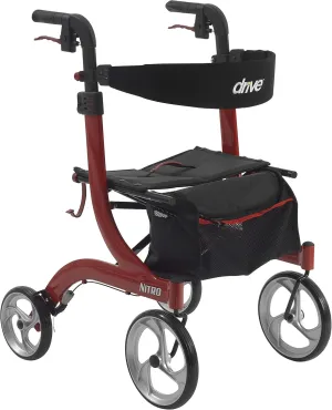Drive Medical RTL10266 Nitro Euro-Style 4-Wheel Rollator Walker With Seat, Red