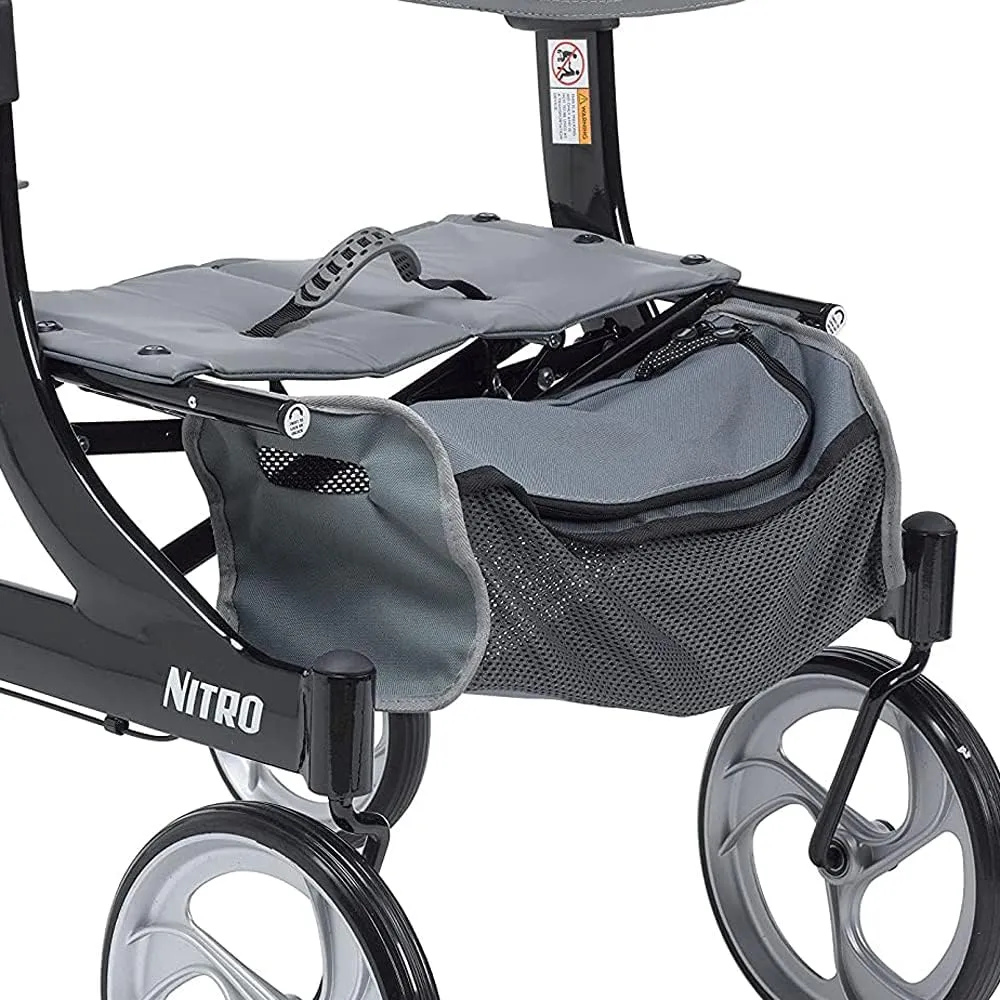 Drive Medical RTL10266BK-H Nitro Aluminum Rollator, Hemi Height, 10 Inch Casters, 1 Count (Pack of 1)