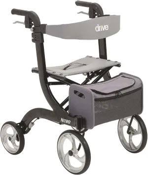 Drive Medical RTL10266BK Nitro Foldable Rollator Walker with Seat, Standard Height, Black