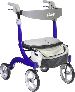 Drive Medical RTL10266BL-HS Nitro DLX Foldable Rollator Walker with Seat, Blue