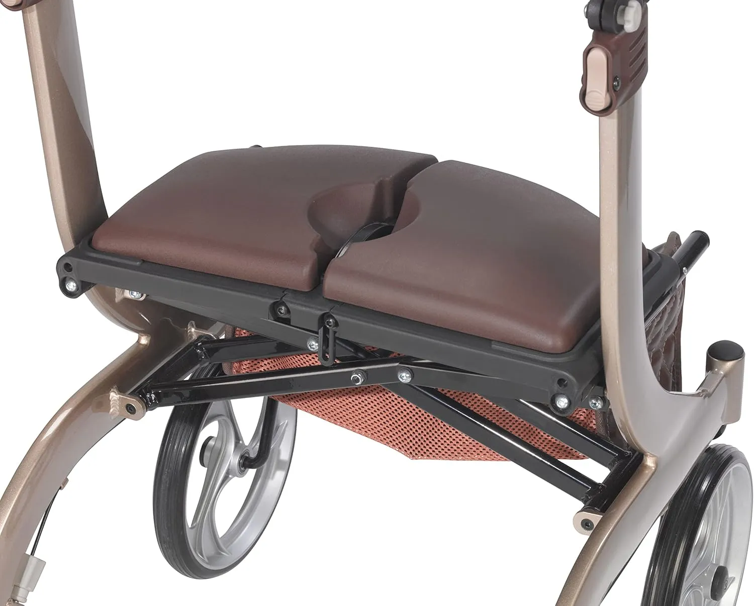 Drive Medical RTL10266CH-HS Nitro DLX Foldable Rollator Walker with Seat, Champagne (Brown)