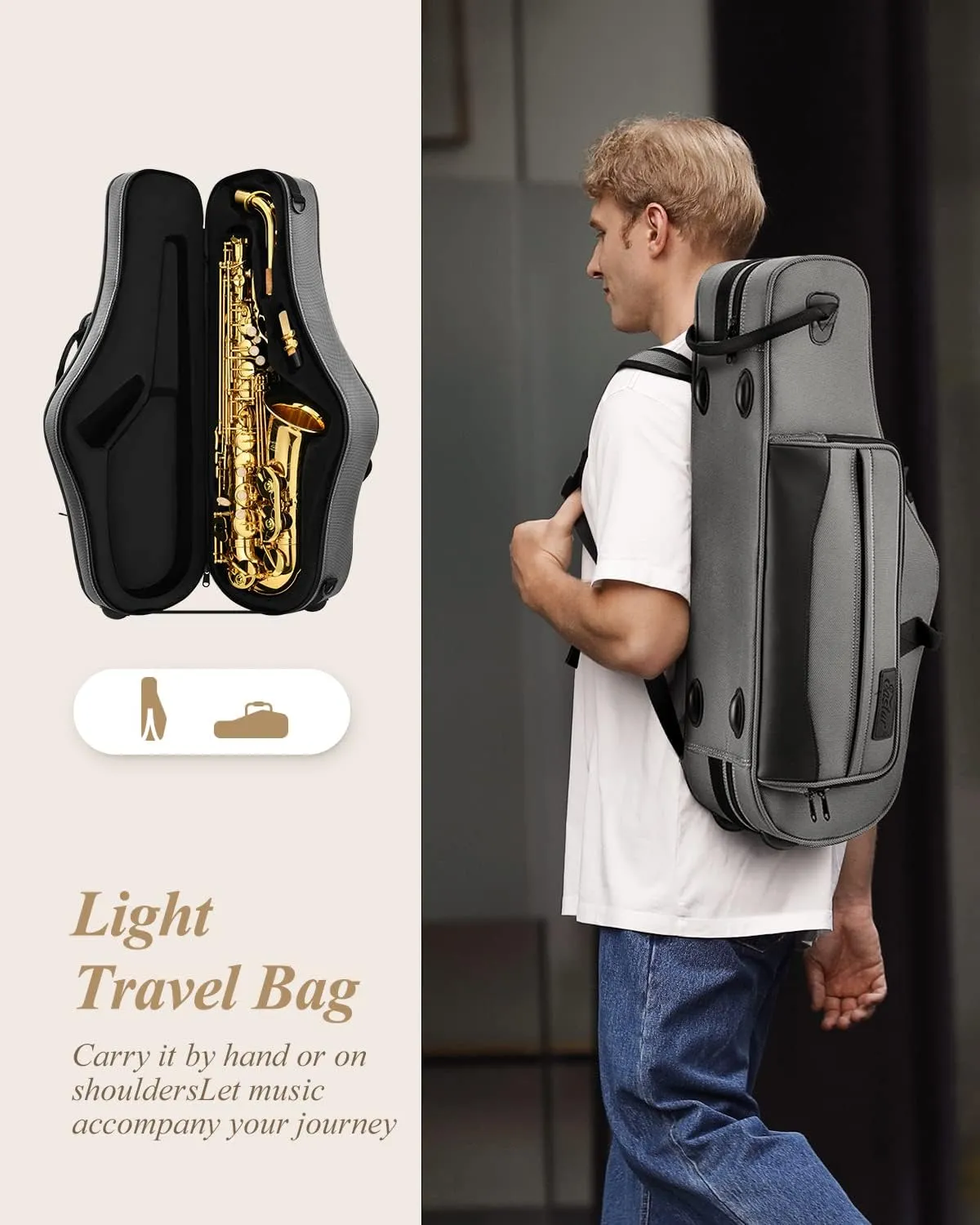 Eastar EAX-21, Alto Saxophone, E Flat Saxophone for Beginner Students Brass Sax Full Kit, Travel Bag, Foldable Stand, Cleanning Kit, Golden Lacquer