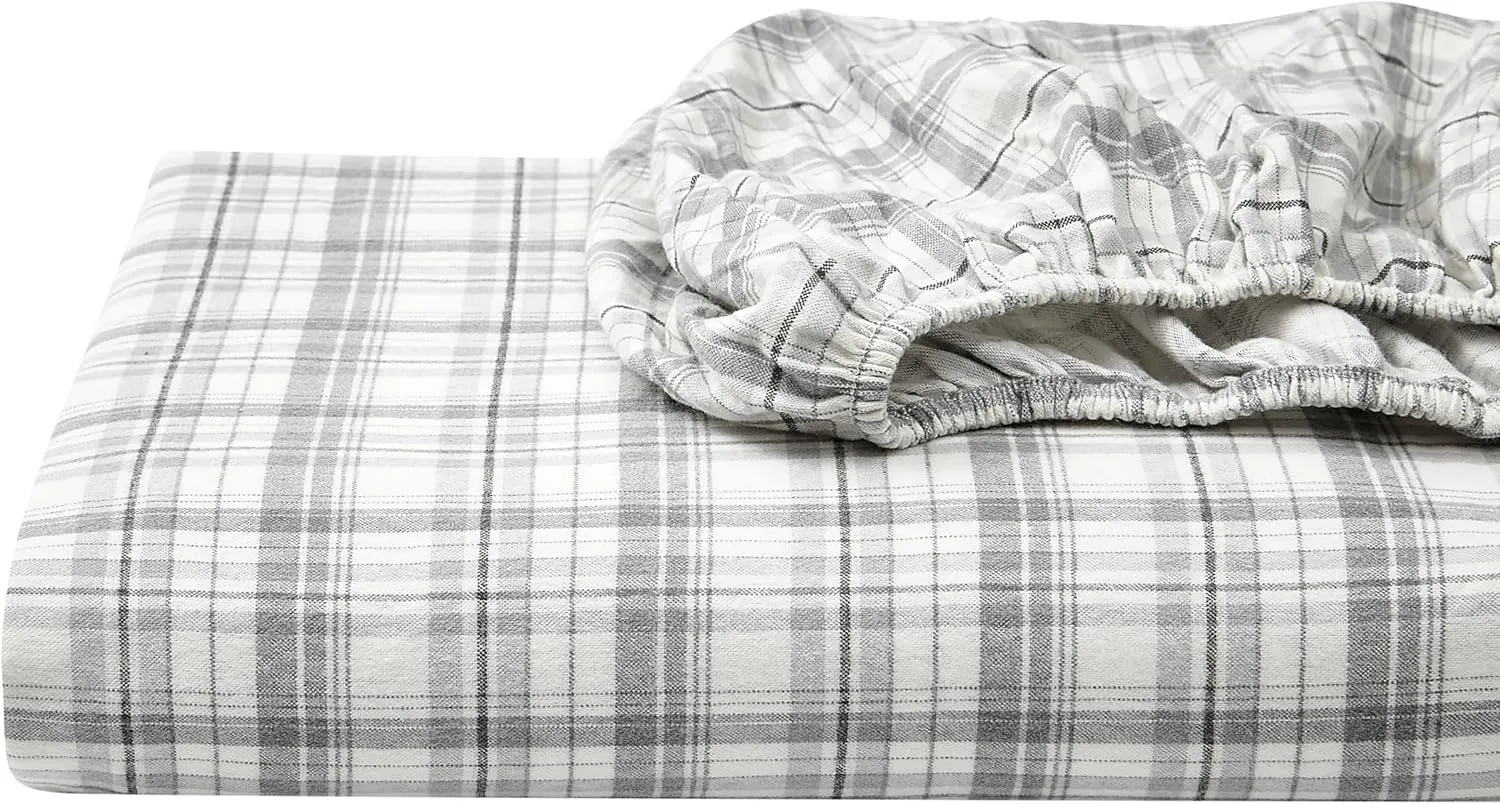 Eddie Bauer - Queen Sheet Set, Warm Breathable Cotton Flannel Bedding with Deep Pockets, Brushed for Extra Softness, Cozy Home Decor, Oeko-Tex Certified (Beacon Hill Ivory, Queen)