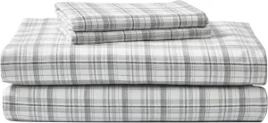 Eddie Bauer - Queen Sheet Set, Warm Breathable Cotton Flannel Bedding with Deep Pockets, Brushed for Extra Softness, Cozy Home Decor, Oeko-Tex Certified (Beacon Hill Ivory, Queen)