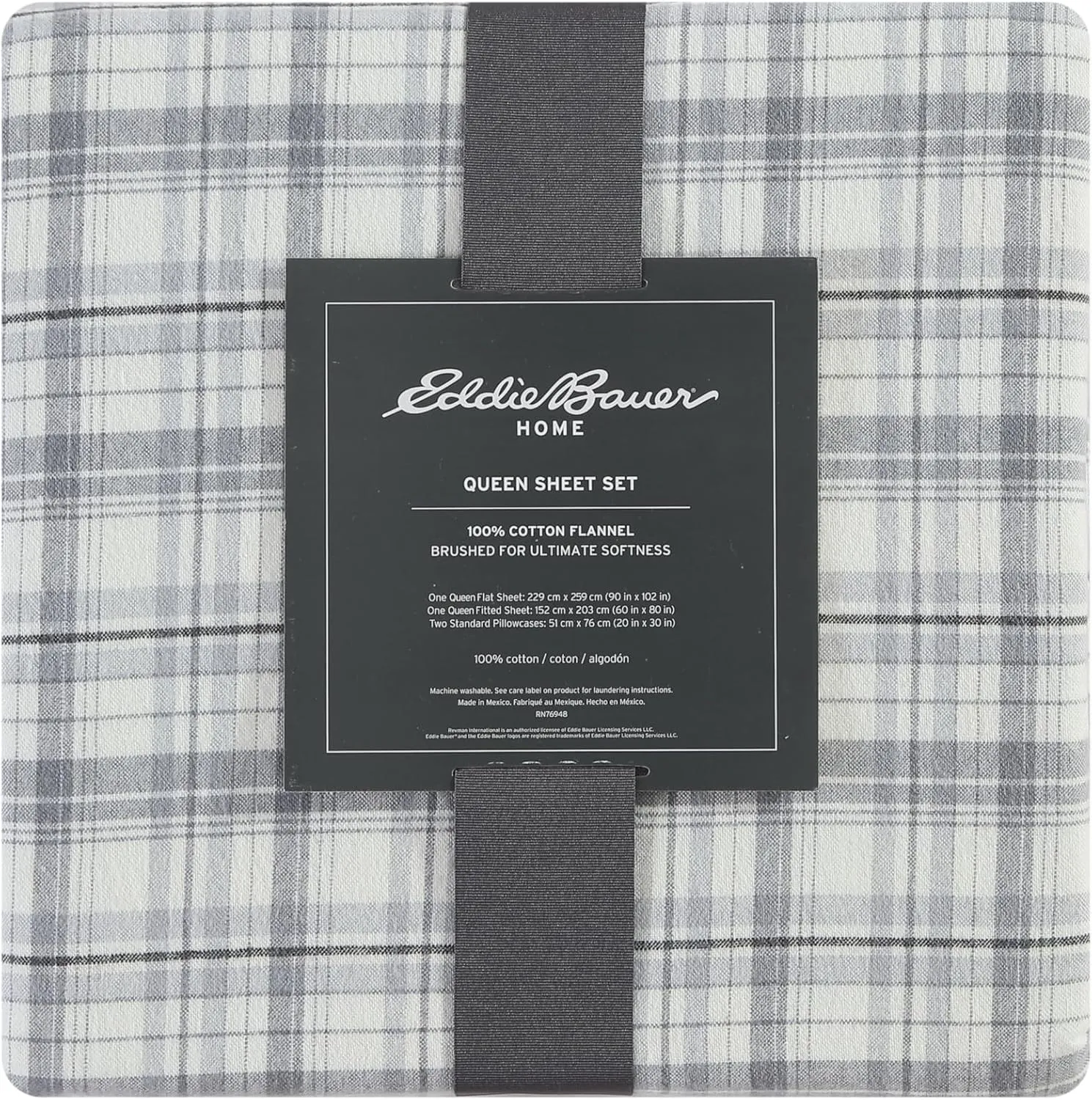 Eddie Bauer - Queen Sheet Set, Warm Breathable Cotton Flannel Bedding with Deep Pockets, Brushed for Extra Softness, Cozy Home Decor, Oeko-Tex Certified (Beacon Hill Ivory, Queen)