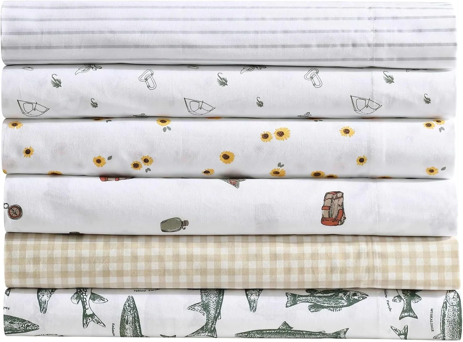 Eddie Bauer - Sheet Set, Cotton Percale Bedding with Matching Pillowcase, Crisp & Breathable, 200-Thread Count, Classic Comfort Essentials (Little Gingham Beige, Twin)