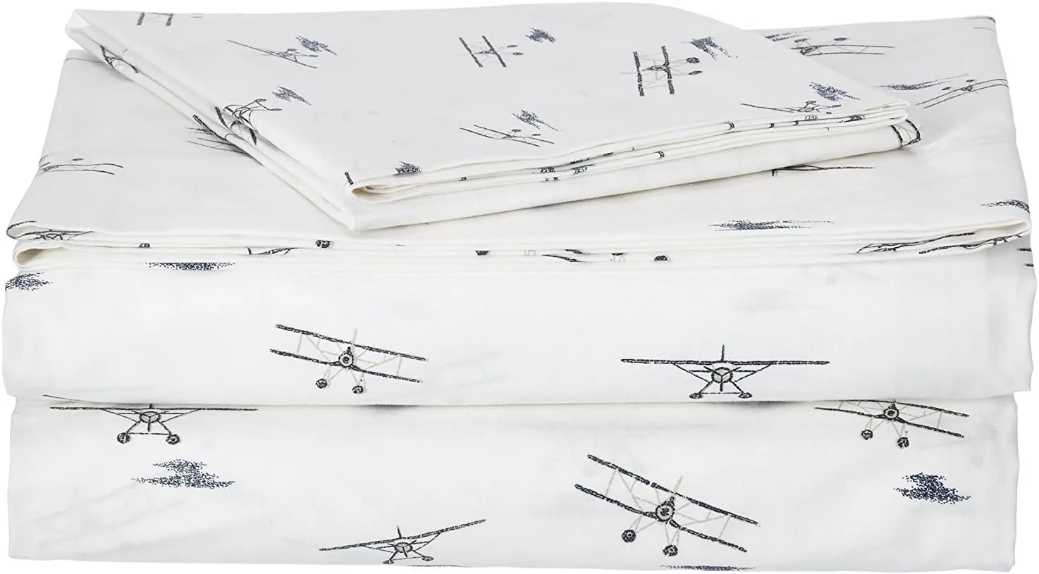 Eddie Bauer - Twin Sheet Set, Cotton Percale Bedding Set, Crisp & Cool Home Decor, Dorm Room Essentials (Sea Planes Blue, Twin)