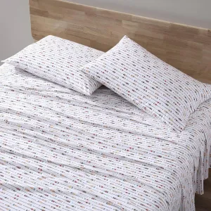 Eddie Bauer - Twin Sheet Set, Cotton Percale Bedding Set, Crisp & Cool, Lightweight & Breathable, Dorm Room Essentials (Canoe Lake Paddle White, Twin)