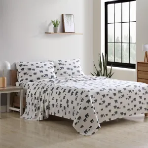 Eddie Bauer - Twin Sheet Set, Warm Breathable Cotton Flannel Bedding with Deep Pockets, Brushed for Extra Softness, Cozy Home Decor, Oeko-Tex Certified (Bear Family, Twin)