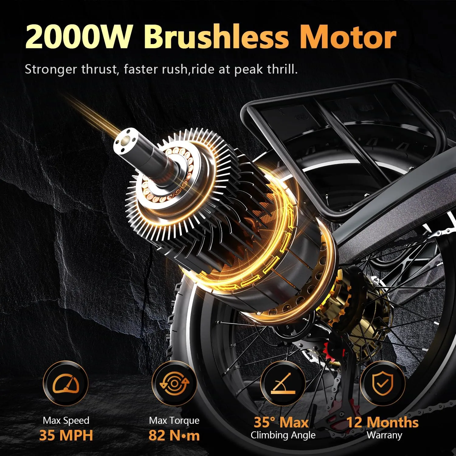 Electric Bike for Adults, 2000W Peak Motor with 48V/25Ah Removable Battery, Max Speed of 35MPH, Fat Tire Foldable E Bike, Dual Disc Brakes, All-Terrain Commuter Electric Bicycle