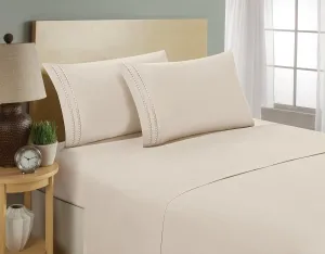 Elegant Comfort Luxury Bed Sheet Set on Amazon Three-Line Design 1500 Premier Hotel Quality Wrinkle and Fade Resistant 4-Piece Bed Sheet Set, Deep Pocket, California King,Cream