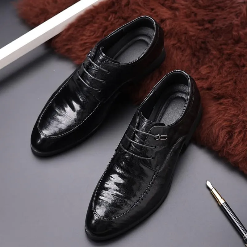 Elegant Tuxedo Shoes for Men Daily Casual Lace Up Oxford British Style Luxury Wedding Dress Leather Shoes