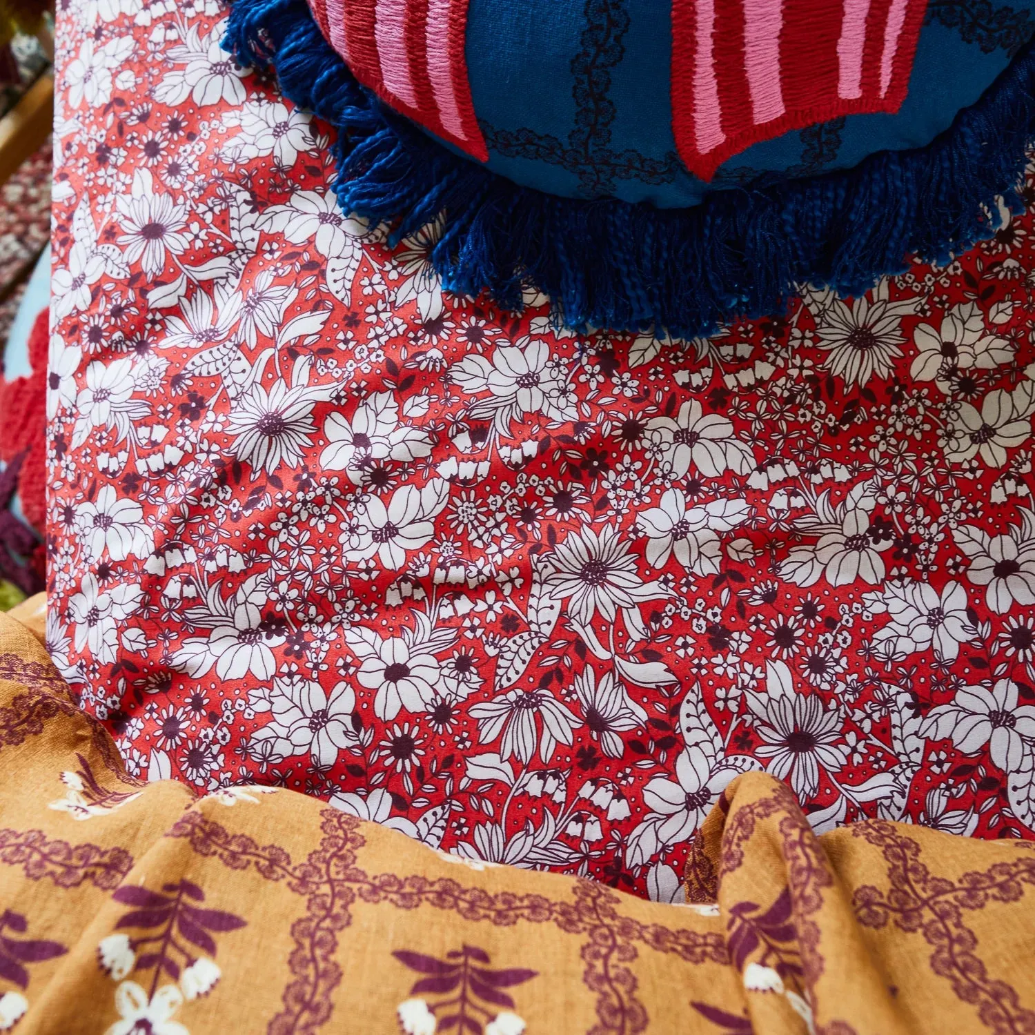 Evette Cotton Sheet - Scarlet Flat Sheet
