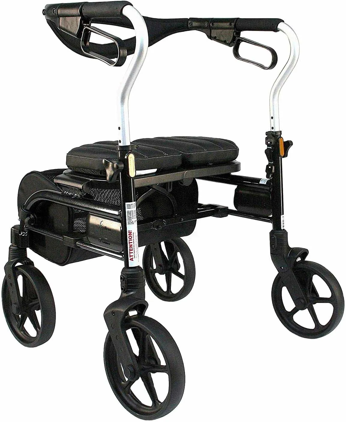 Evolution Trillium Lightweight Walker Rollator with Seat, Wheels, Brakes for Indoor, Outdoor Mobility, Mini Black