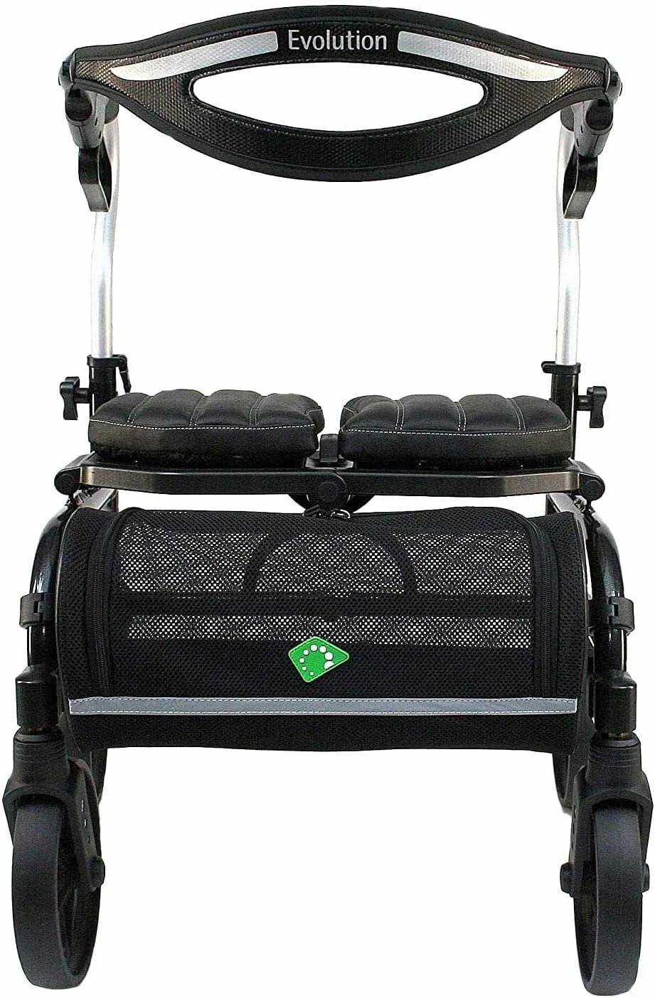 Evolution Trillium Lightweight Walker Rollator with Seat, Wheels, Brakes for Indoor, Outdoor Mobility, Mini Black