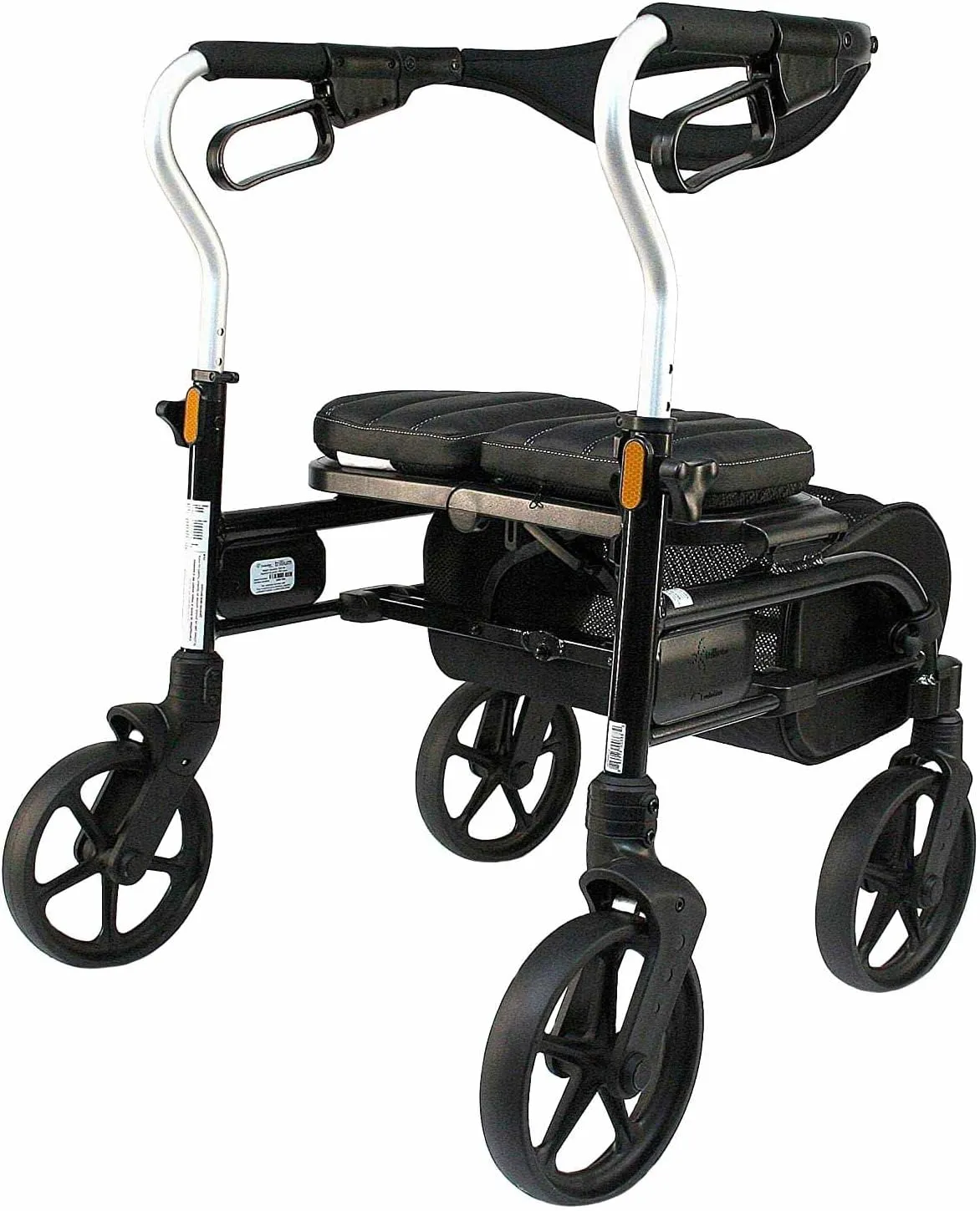 Evolution Trillium Lightweight Walker Rollator with Seat, Wheels, Brakes for Indoor, Outdoor Mobility, Mini Black