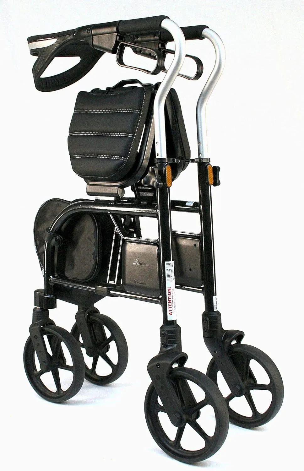 Evolution Trillium Lightweight Walker Rollator with Seat, Wheels, Brakes for Indoor, Outdoor Mobility, Tall Black