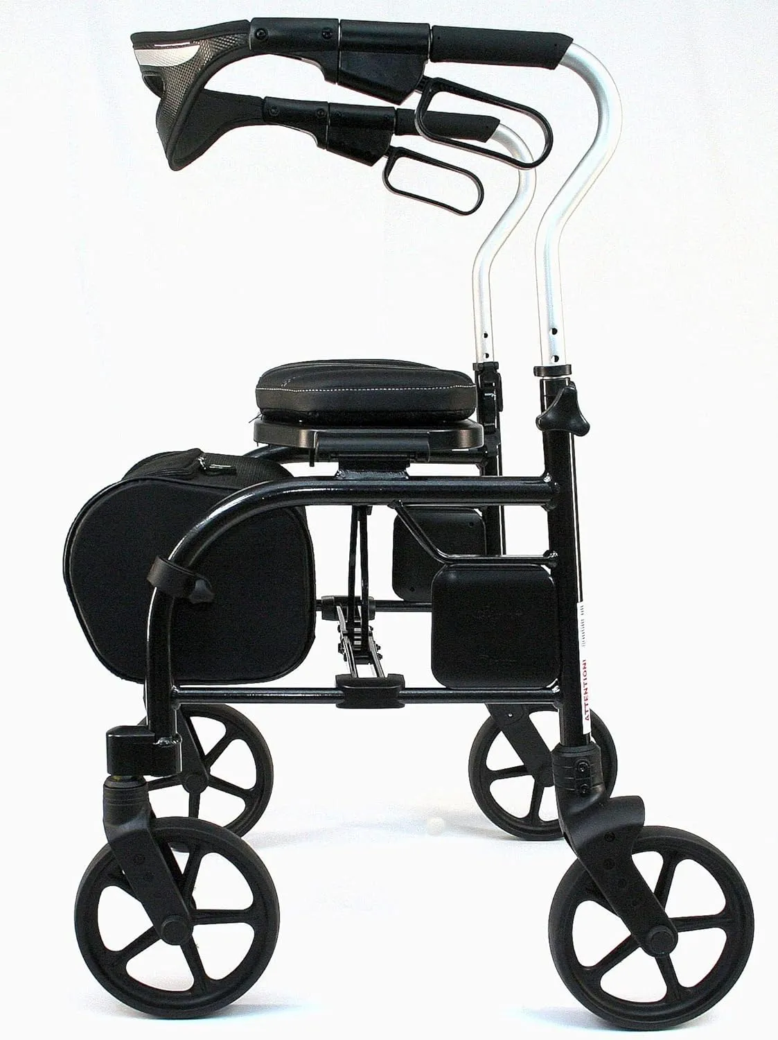 Evolution Trillium Lightweight Walker Rollator with Seat, Wheels, Brakes for Indoor, Outdoor Mobility, Tall Black