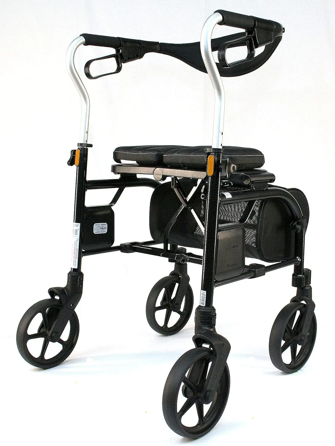 Evolution Trillium Lightweight Walker Rollator with Seat, Wheels, Brakes for Indoor, Outdoor Mobility, Tall Black