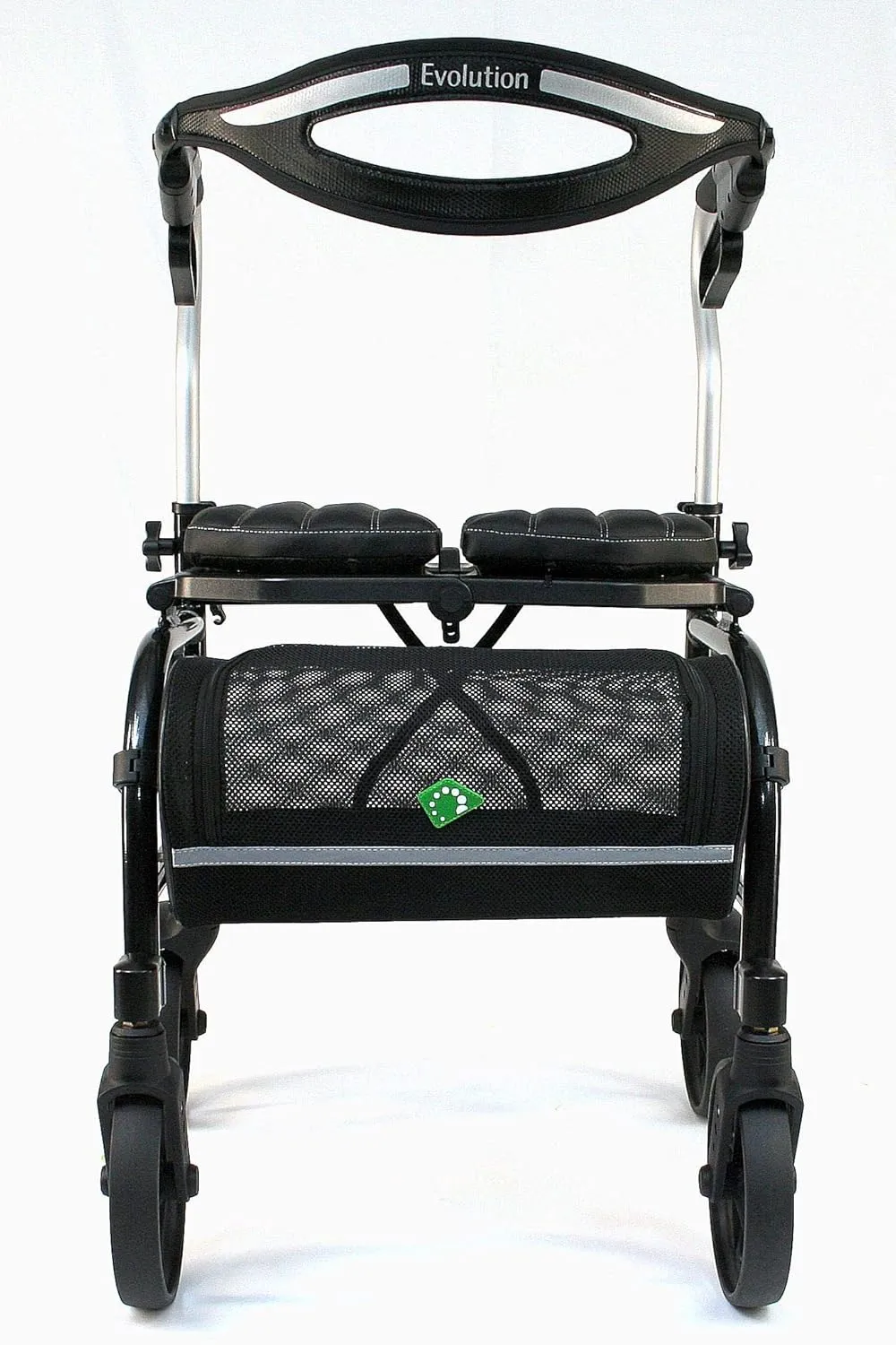 Evolution Trillium Lightweight Walker Rollator with Seat, Wheels, Brakes for Indoor, Outdoor Mobility, Tall Black