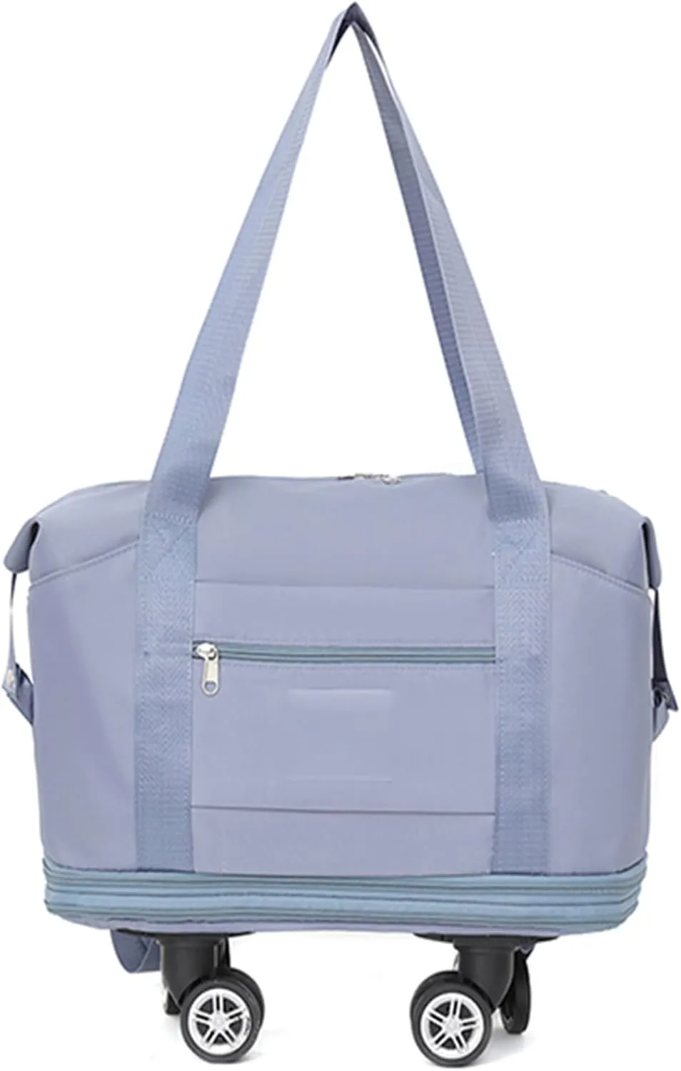 Expandable Rolling Duffel Bag with Wheels - Collapsible Travel Bag for Airline & Road Trips | Foldable Weekender Bag with 360° Spinner Wheels for Men & Women(Light Blue)