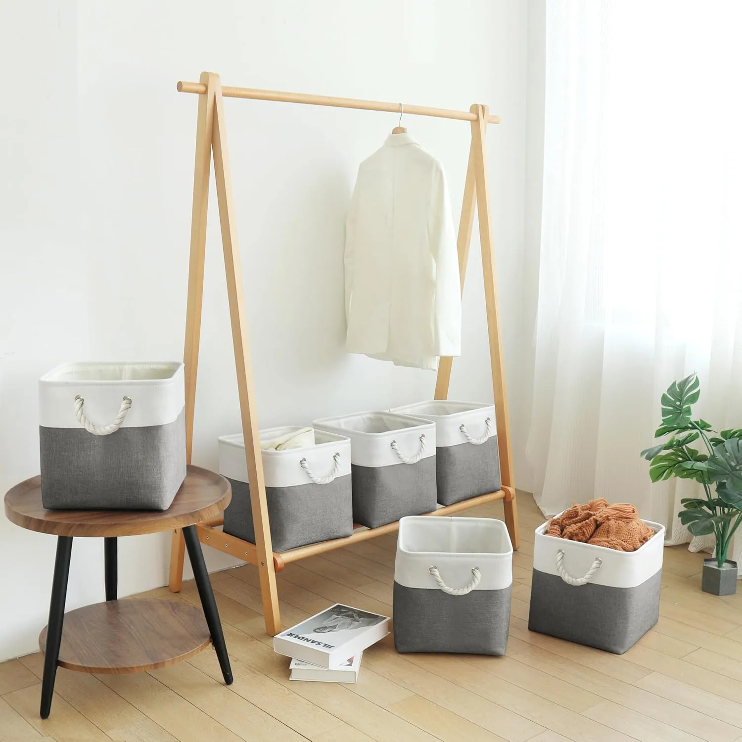 Fabric Cubes Storage Basket, 6 Pack 11x11 in with Handles Foldable Cube Storage Bins, for Shelves, Home, Office, Nursery Organizers