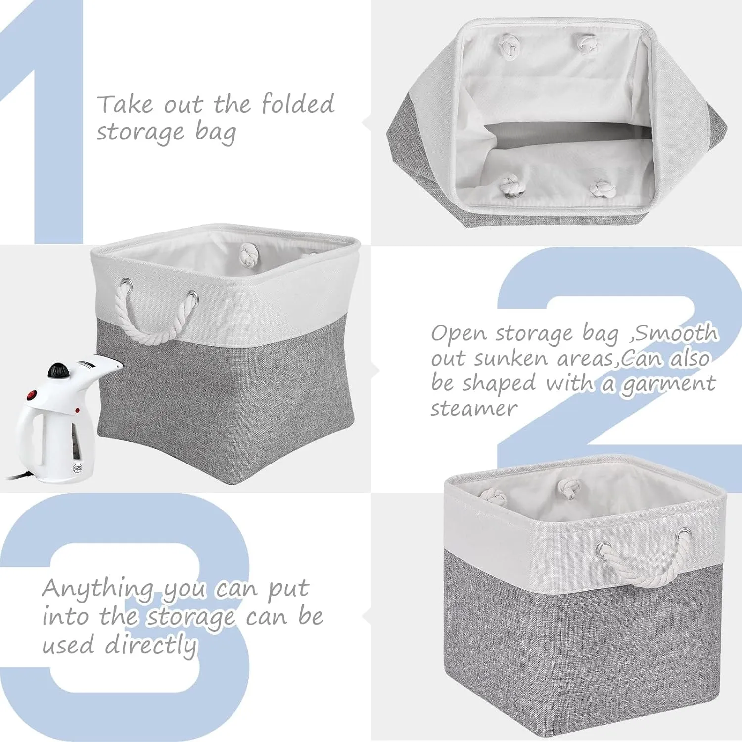 Fabric Cubes Storage Basket, 6 Pack 11x11 in with Handles Foldable Cube Storage Bins, for Shelves, Home, Office, Nursery Organizers