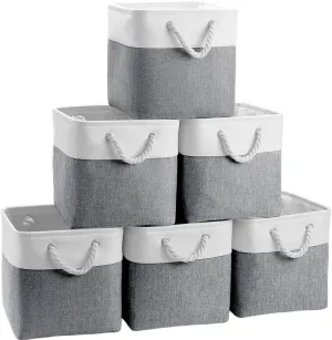 Fabric Cubes Storage Basket, 6 Pack 11x11 in with Handles Foldable Cube Storage Bins, for Shelves, Home, Office, Nursery Organizers