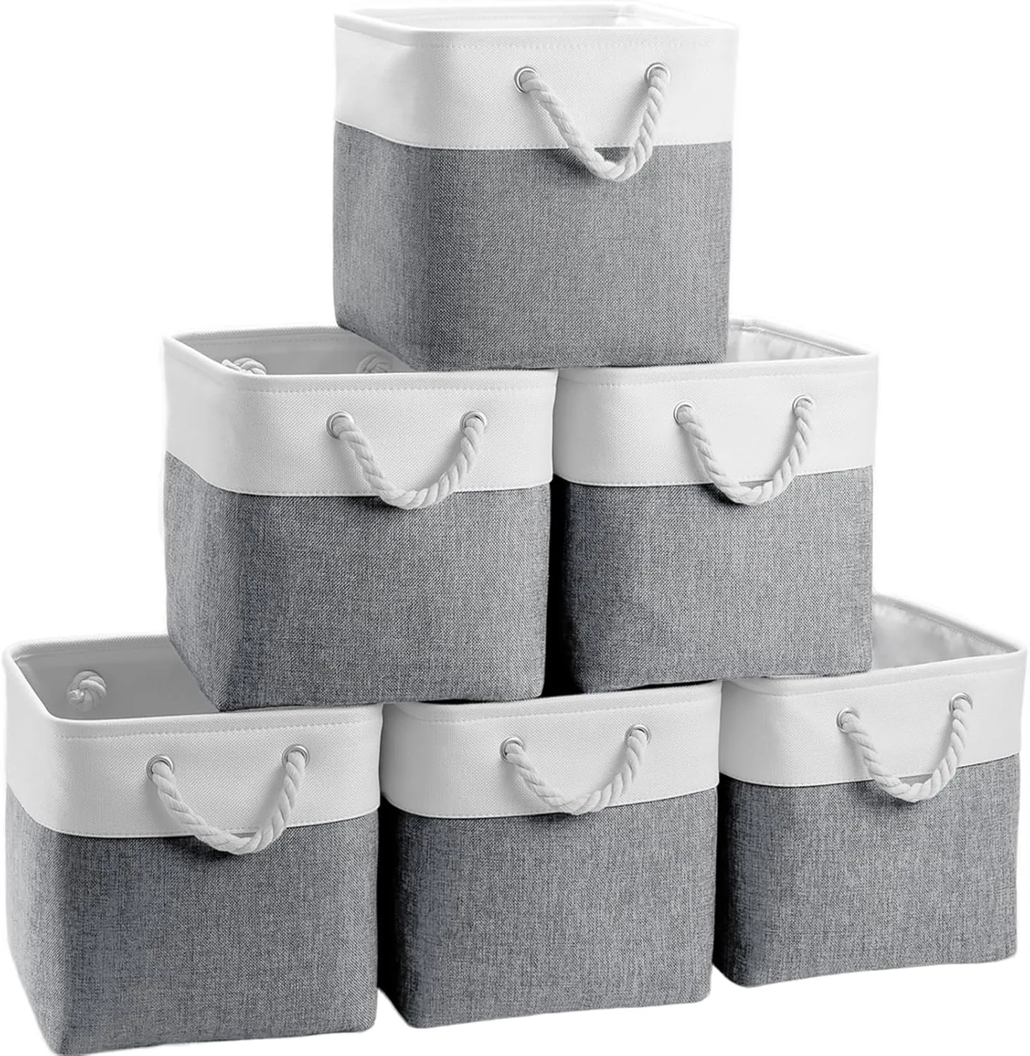 Fabric Cubes Storage Basket, 6 Pack 11x11 in with Handles Foldable Cube Storage Bins, for Shelves, Home, Office, Nursery Organizers