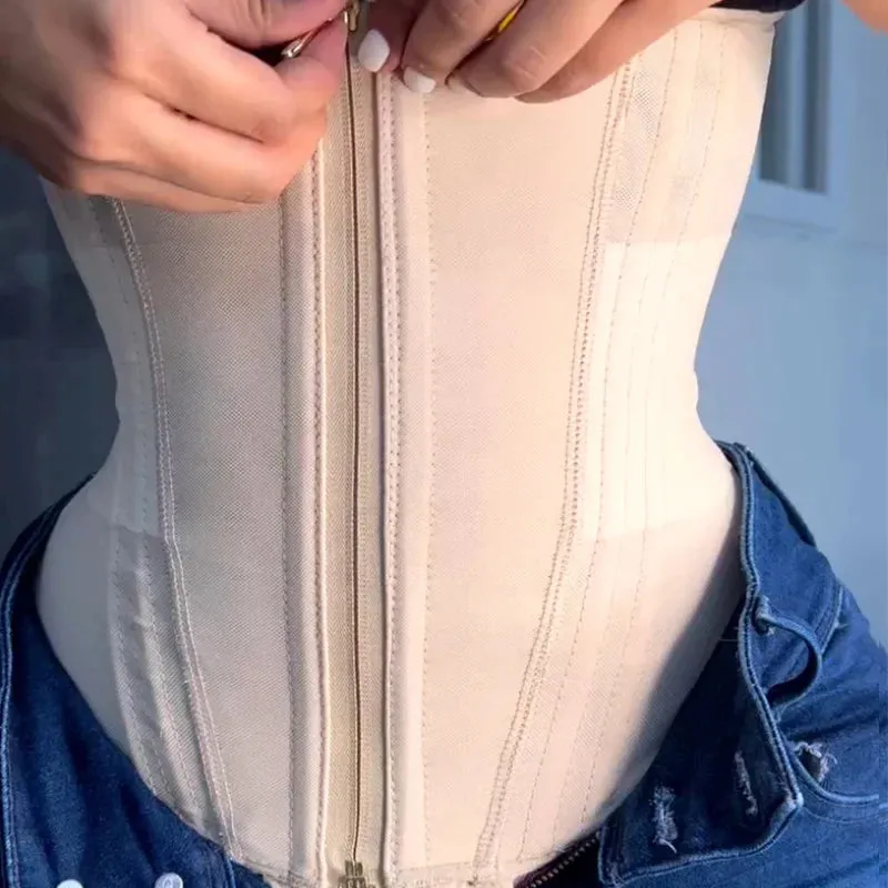 Fajas Colombianas Double Compression Waist Trainer Adjustable Zipper and Hook-eyes Bone Women Body Shaper Flat Belly Corset