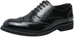 Fashionable Casual Lace Up PU Leather Brogue Shoes Spring Autumn Daily Lightweight Dress Shoes Men Classic Elevator Oxford