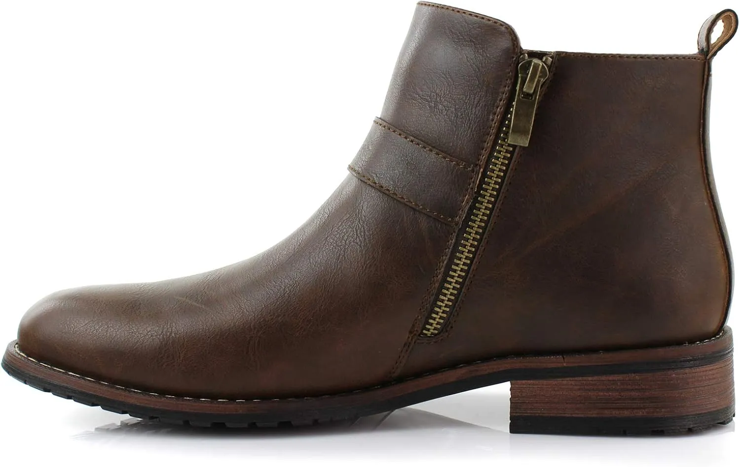Ferro Aldo Mens Casual Mens Casual Engineer Zipper and Buckle Motorcycle Boots
