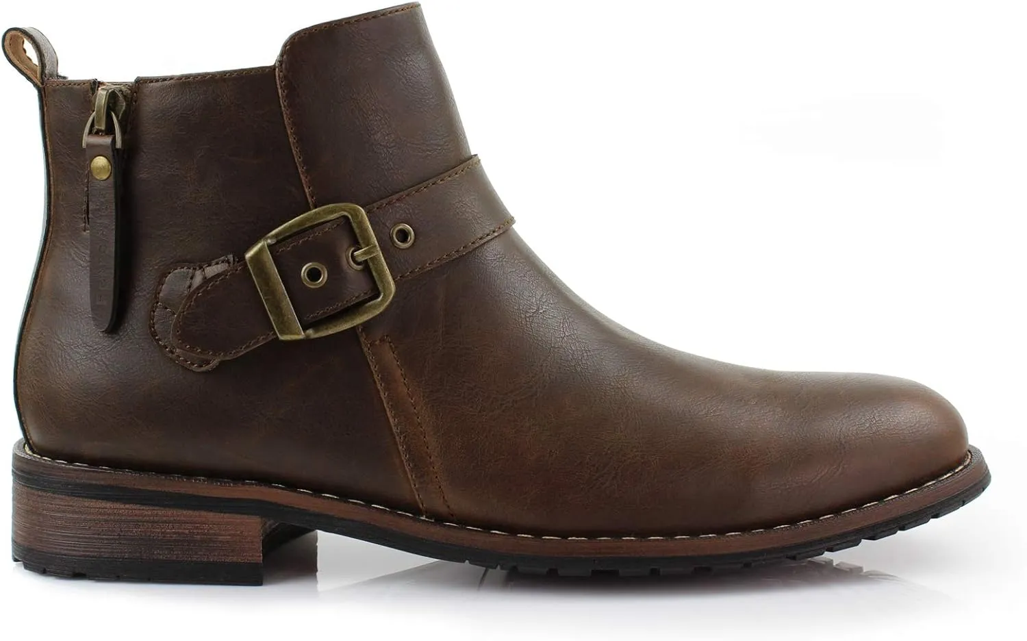 Ferro Aldo Mens Casual Mens Casual Engineer Zipper and Buckle Motorcycle Boots