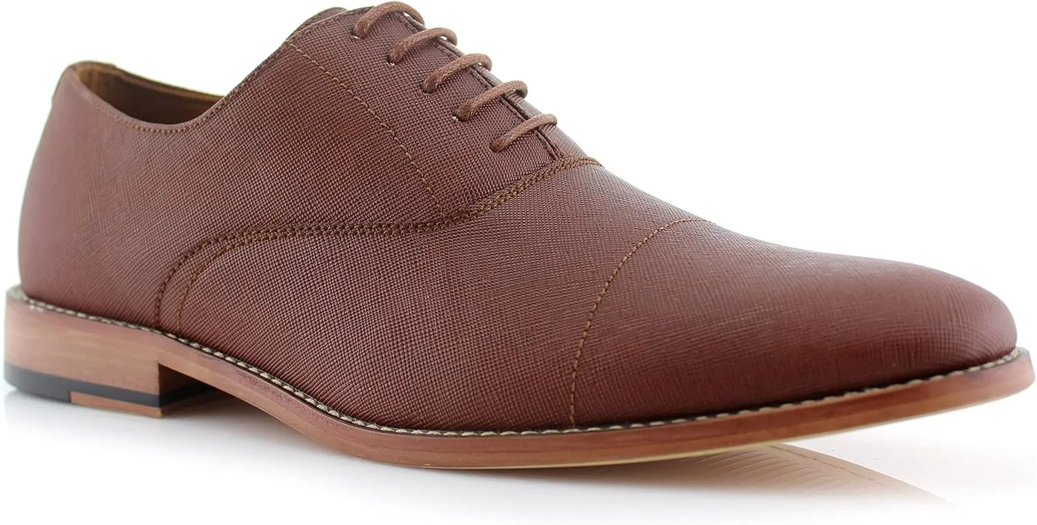 Ferro Aldo Men’s Classic Vegan Leather Lace-Up Oxford Formal Dress Shoes