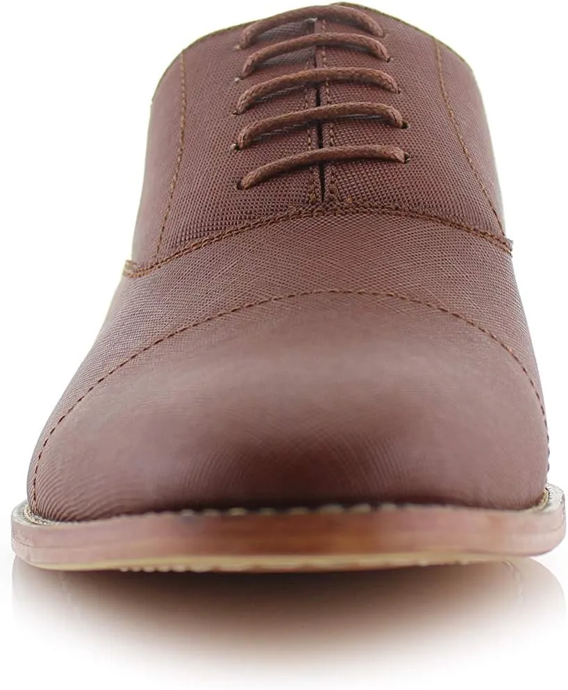 Ferro Aldo Men’s Classic Vegan Leather Lace-Up Oxford Formal Dress Shoes