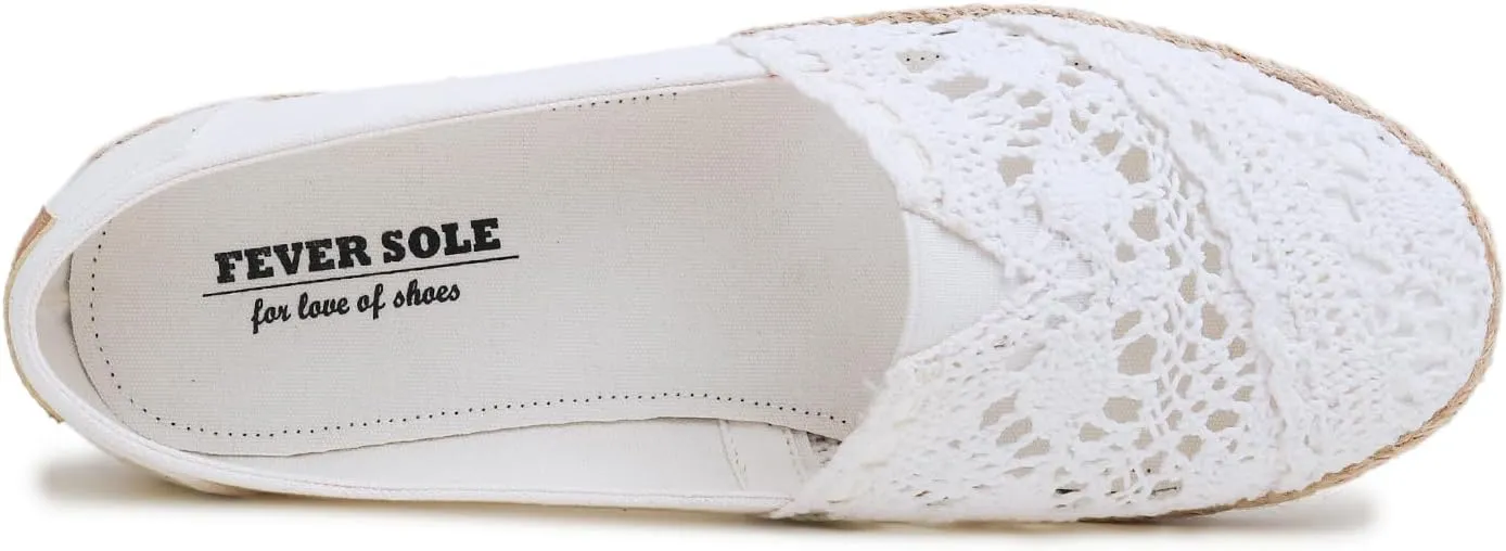 FEVERSOLE Close Toe Espadrilles Women's Comfort Breathable Slip On Flats Shoes