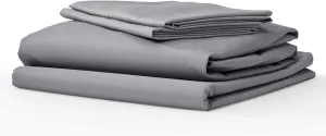Five Looms 4 Piece Everyday Percale Sheets Set, 100% Cotton with Deep Pocket 15”, Easy Care Natural and Breathable Crisp Cooling Sheets Set, Fitted Sheet, Flat Sheet and 2 Pillowcases, Queen, Charcoal