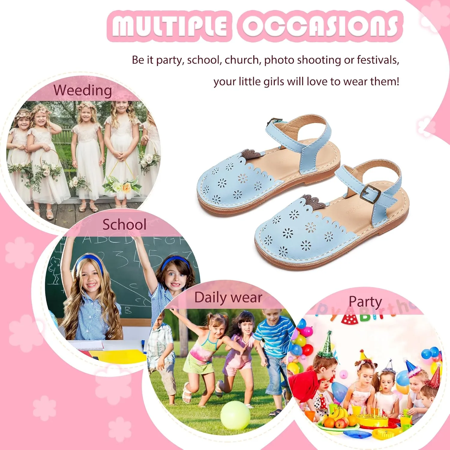 Flaryzone Toddler/Little Kids' Classic Rome Open-Toe Flat Sandals