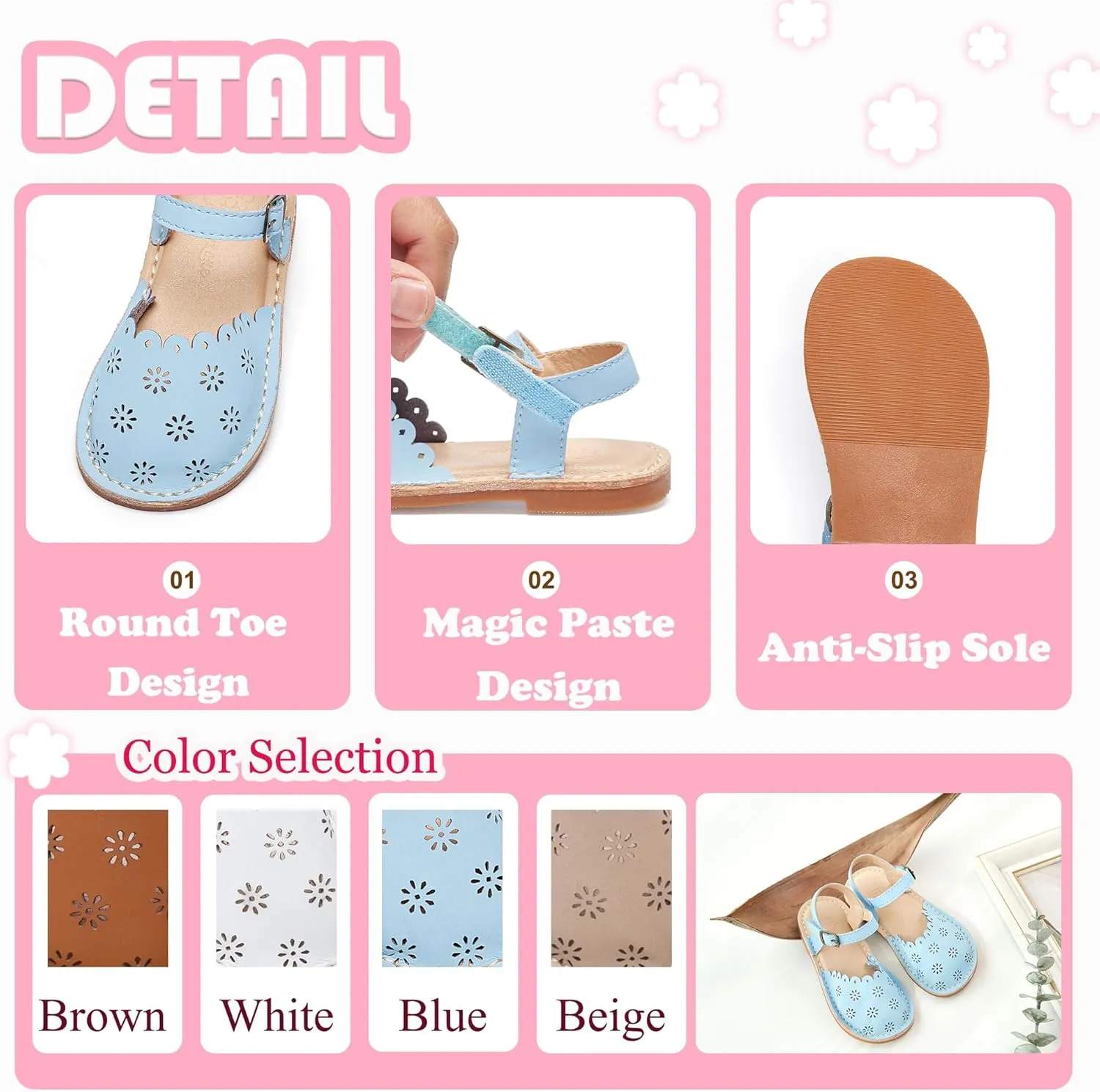 Flaryzone Toddler/Little Kids' Classic Rome Open-Toe Flat Sandals