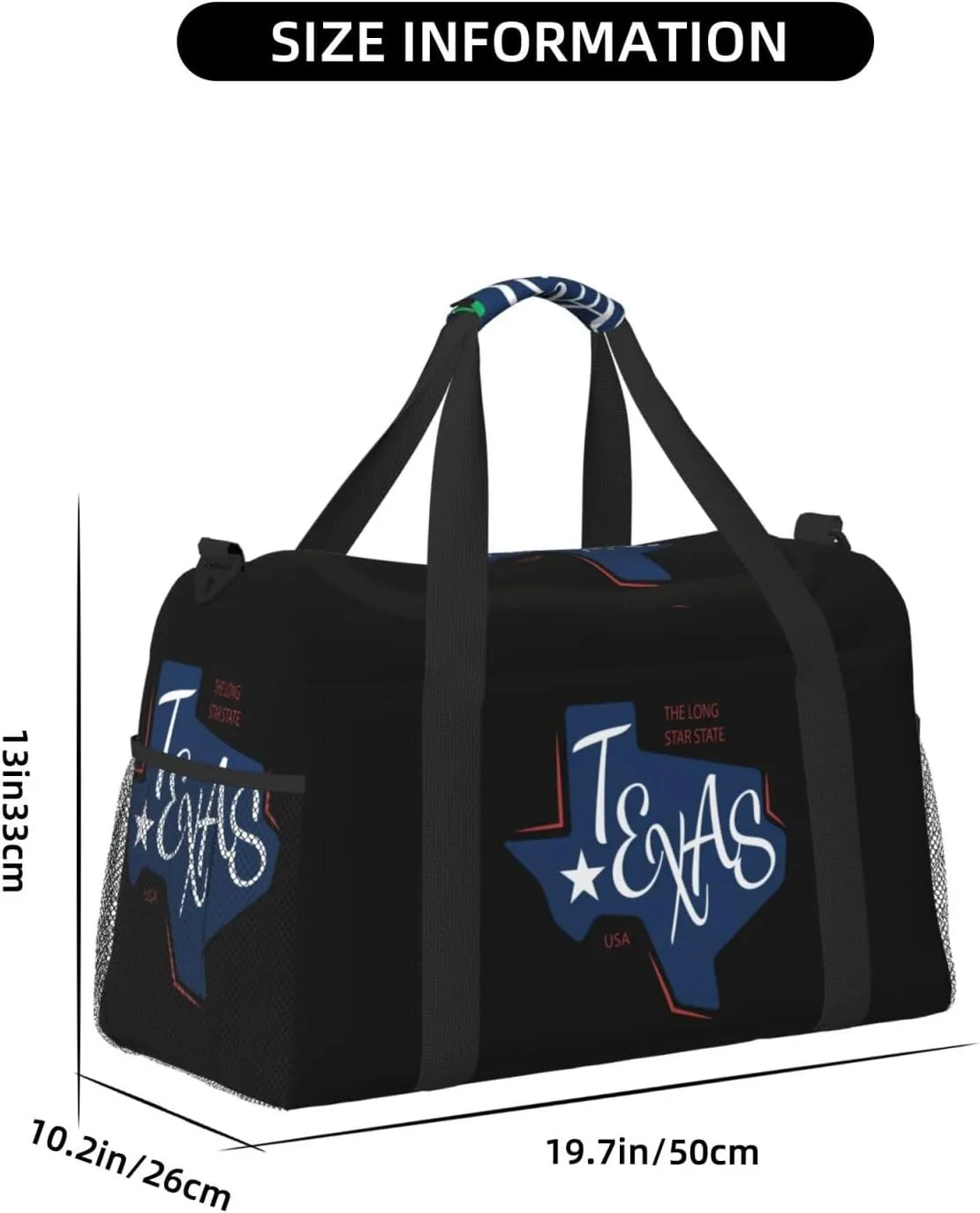 Flat Texas Map Travel Duffel Bag Large Foldable Waterproof Overnight Bag For Beach Swim Bags Pool Sports Gym